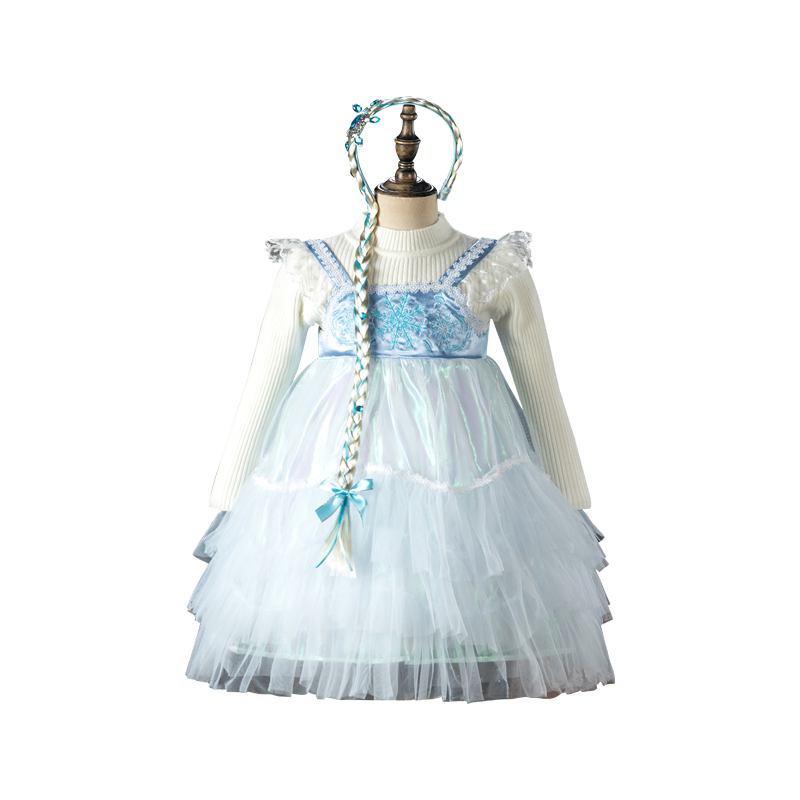公主裙女童春秋两件套艾莎裙子