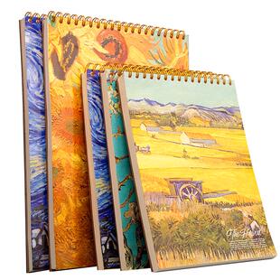 A4梵高油画风素描本美术生专用8k手绘专业速写本16k幼儿园绘画儿童小学生画画本竖翻加厚空白大号图画本定制