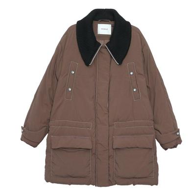 【商场同款】MOVEUP幻走2024冬季新款毛织翻领收腰中长款羽绒服女