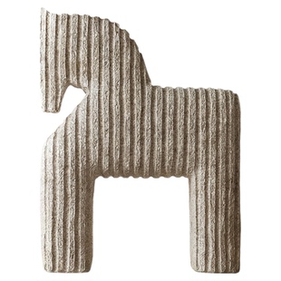 仿石器条纹马侘寂风摆件客厅电视柜书房小众高级感马年艺术装饰品