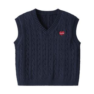 右欧男童马甲女童针织背心学院风洋气2025春季新品童装儿童毛衣