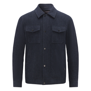 [85%鹅绒/羊毛蚕丝]梦特娇男士翻领羽绒服冬装条绒夹克外套保暖J