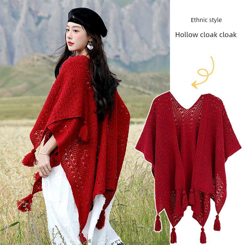 披肩女草原川西旅游穿搭度假斗篷民族风外搭配披风2025新款高级感