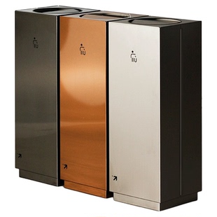 现代落地不锈钢垃圾桶翻盖摇盖立式商务办公司写字楼酒店定制logo