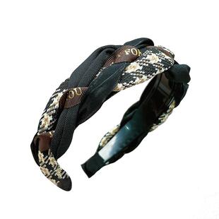 网红同款小香风麻花辫发箍女高颅顶宽边压发显脸小发卡头饰头箍子