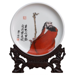 九希堂陈胜波手绘钟馗画中式挂盘人物画座盘案头盘摆件装饰画瓷盘