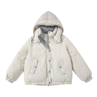 YANGLE_羽绒服女2025年冬季新款宽松老钱风可拆卸连帽白鸭绒外套