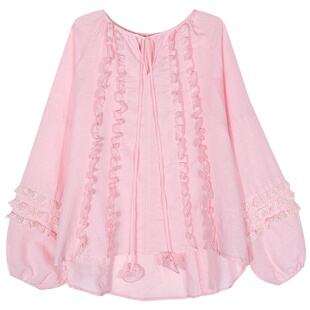 落落狷介 衬衫2026新款女夏季棉麻设计感套头亚麻上衣宽松小个子