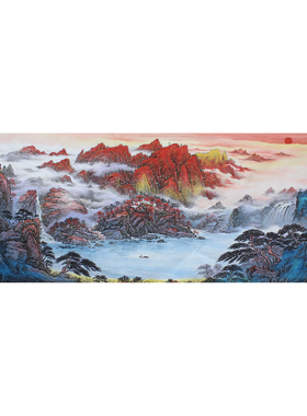 唐一晖手绘万里云山国画未装裱