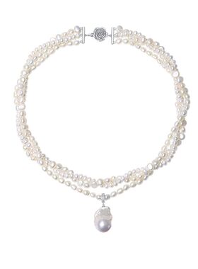 原创多层珍珠项链巴洛克锁骨链女