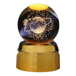 星空发光水晶球旋转小夜灯桌面摆件生日礼物送男生兄弟情人节新年