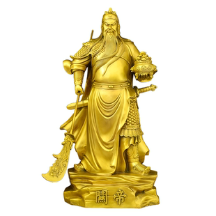 黄铜关帝关公铜像客厅摆件武财神关羽关二爷家居办公室桌面装饰品
