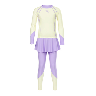 迪士尼女童泳衣分体长袖防晒泳装女孩中大童初高中生泡温泉潜水服