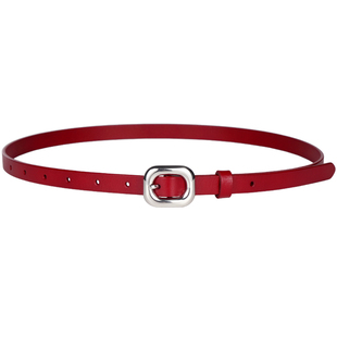 真皮细腰带女款装饰配牛仔裤粉色皮带y2k辣妹复古配饰设计感小众