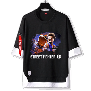 街头霸王6街霸6格斗steam游戏ps5假两件短袖t恤衫男女5五分袖中袖