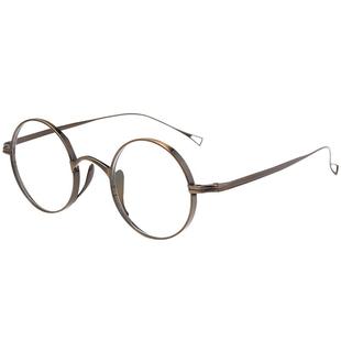 纯钛复古老花镜男高清防蓝光圆形镜框 100 150 200度老人老光眼镜