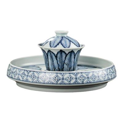 莲画堂青花釉下彩盖碗