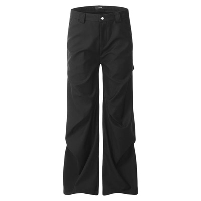 小众褶皱拖地微喇休闲裤