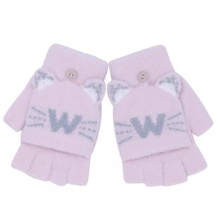 冬季儿童手套半指翻盖保暖小孩大童学生写字男女童露五指款秋两用