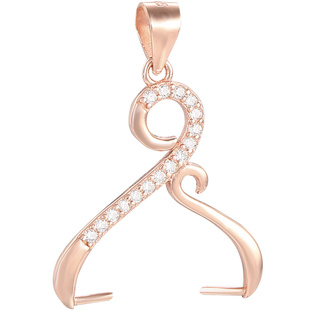 18K金吊坠扣头蜜蜡翡翠银扣头纯银吊坠空托日韩简约珍珠扣diy配件