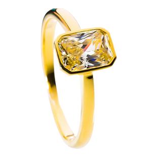 18K金进口莫桑石公主方黄钻戒指女新款小方糖指环求订婚礼物轻奢