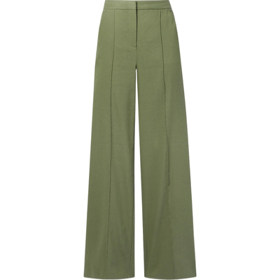 Veronica Beard 女亚麻混纺斜纹布长裤阔腿裤