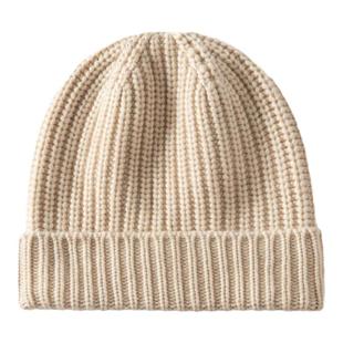 秋冬加厚100%纯山羊绒帽子女针织罗纹圆顶简约休闲百搭花纱帽子男