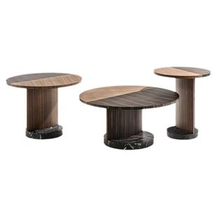 8090居品/设计师新品茶几意式Twentyone木质大理石圆形边角几组合