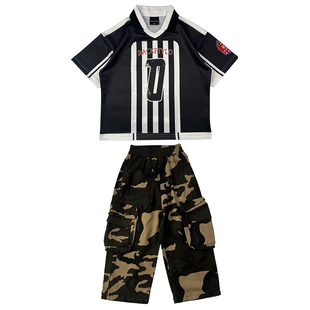 乐咪酷街舞儿童潮服套装男童酷帅迷彩裤子美式嘻哈hiphop街舞童装