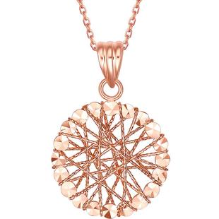 周六福18K金吊坠单坠女au750玫瑰金彩金多彩镂空Z雪花可配项链