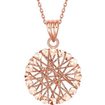 周六福18K金吊坠单坠女au750玫瑰金彩金多彩镂空Z雪花可配项链