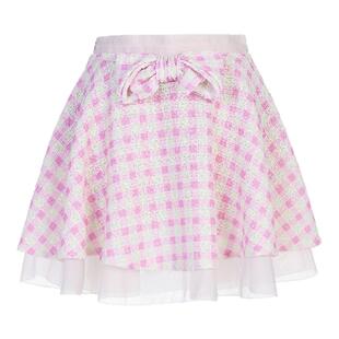 lefame拉飞姆时尚百搭粉色流行格纹半裙短款短裙女