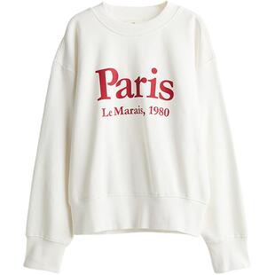 HM女装卫衣冬季潮流圆领休闲字母印花长袖套头美式上衣1240135