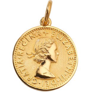 月亮与六便士18K黄金金币项链英国女王幸运爱情复古纯足金女吊坠