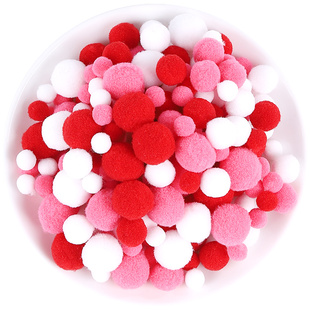 混装高弹彩色小毛球diy儿童创意手工金葱毛绒球大小混合饰品材料