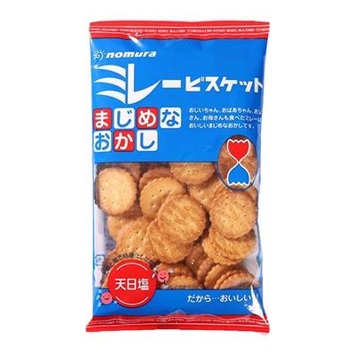 野村天日盐饼干日本进口淡盐味米勒香脆小圆饼120g网红款休闲零食