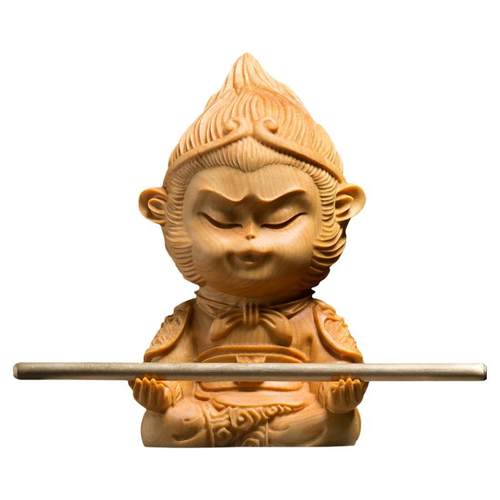 黄杨木雕手把件创意实木雕刻工艺品斗战胜佛车摆件齐天大圣孙悟空