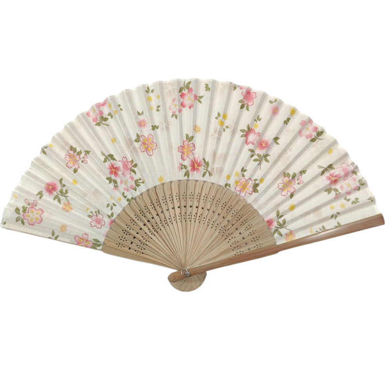 小红花折扇6寸竹柄布面折扇 夏季扇风纳凉小扇子小礼物礼品扇
