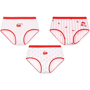 久岁伴儿童内裤女童大红色本命年三角短裤中大童宝宝透气不夹pp