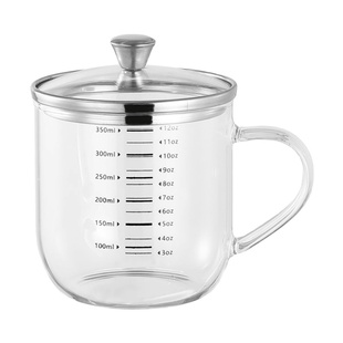 德国刻度杯子高硼硅耐高温计量牛奶咖啡杯玻璃茶杯带盖冷饮水杯