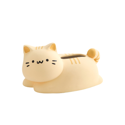 翘尾猫奶油风可爱纸巾盒客厅轻奢餐巾纸盒陶瓷抽纸盒创意茶几摆件