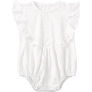 婴儿衣服夏季薄款女宝宝连体衣短袖荷叶边飞袖包屁衣公主可爱哈衣