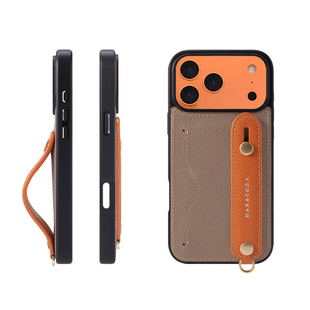 HANATORA花虎适用苹果17/16promax手机壳新款真皮挂绳手腕支架插卡iPhone15plus/14/13全包防摔高级感女男Air