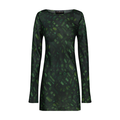 Cortana印花长袖丝绸上衣