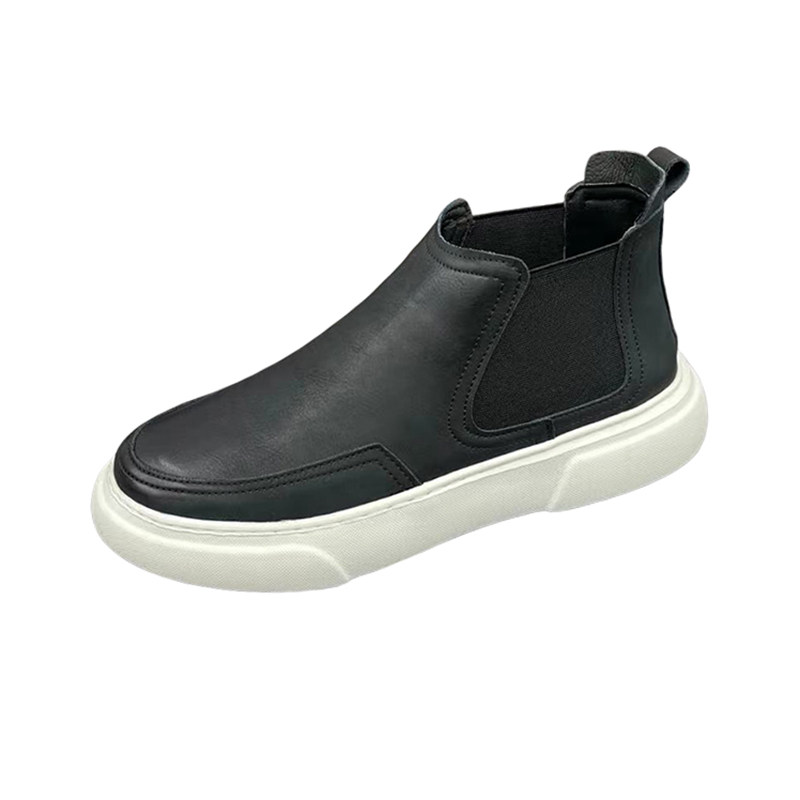 男鞋秋季2025高帮潮鞋韩版百搭潮流板鞋一脚蹬厚底休闲轻便马丁靴