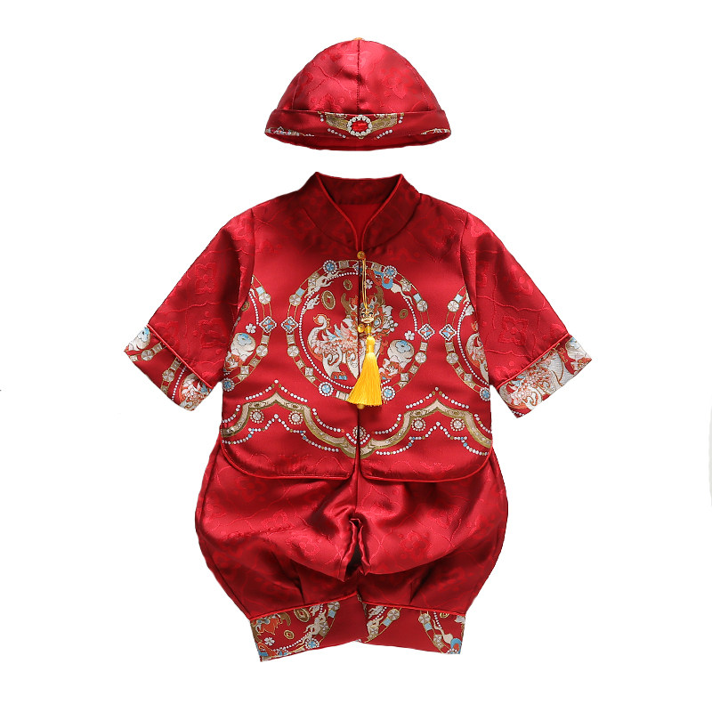 周岁男宝礼服秋季儿童套装婴儿抓周服宝宝生日宴拍照衣服中式唐装