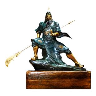 《威武关公》铜金岁月黄铜关羽摆件新中式客厅玄关办公室桌面装饰