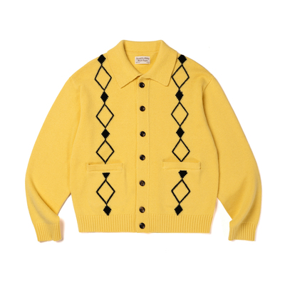 SUPERTOFU 纯羊毛 菱格针织提花 舒适保暖 开衫毛衣AW25