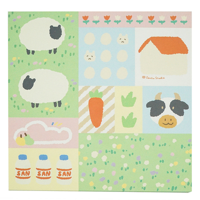 桑兔兔桑【农场芝士便签本】拼布原创手帐小方砖格子可撕小本子可
