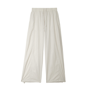 束脚运动裤女2026夏季高腰抽绳休闲阔腿裤轻薄透气防晒速干工装裤